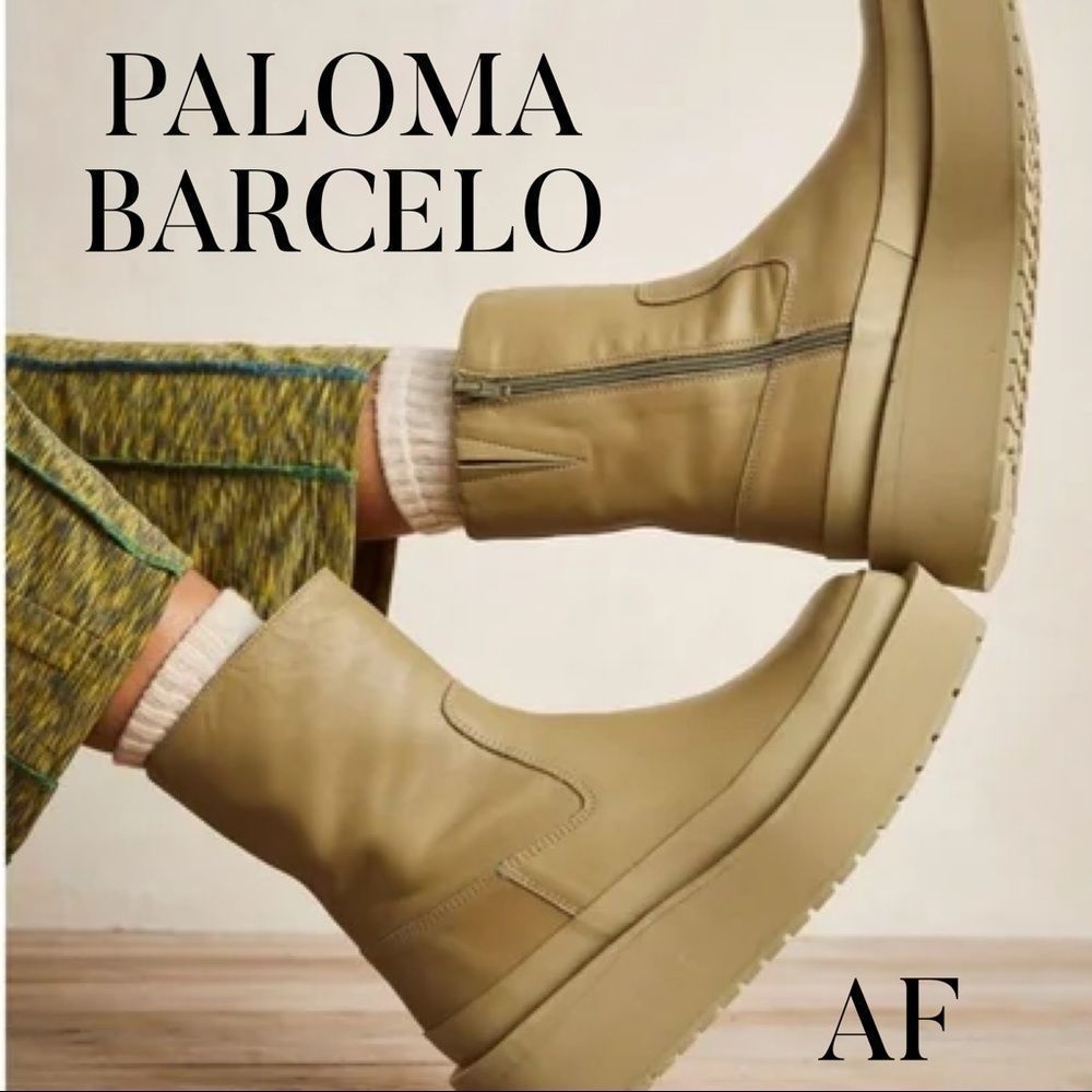 PALOMA BARCELO ELBA PLATFORM BOOTS KHAKI NEW NWT SIZE 41